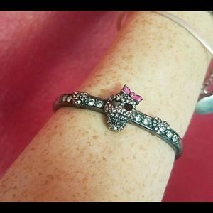 Betsy Johnson clasp bracelet with blingy skull and bow super cute and edgy